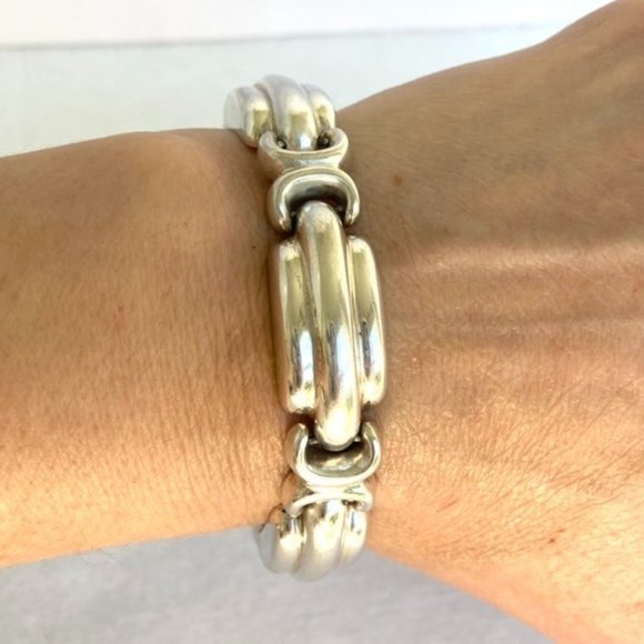 VTG Sterling Silver 925 Signed Bayanihan Modernist Panel Link Bracelet 7.25" 34g - Picture 2 of 16